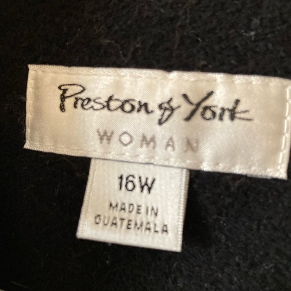 Preston & York Black 100% Wool Single Breasted Button Up Winter Coat Size 16 W - Picture 4 of 10